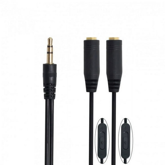 Xiwai Cable 3.5mm Stereo Male to Double 3.5mm Female Audio HeadPhone Y Splitter Cable with Volume Switch