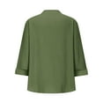 thumbnail image 7 of Women's Casual Shirts with Pocket V Neck Button 3/4 Sleeve Basic Tee Casual Loose Fit Solid Color Tops (S, Army Green), 7 of 7