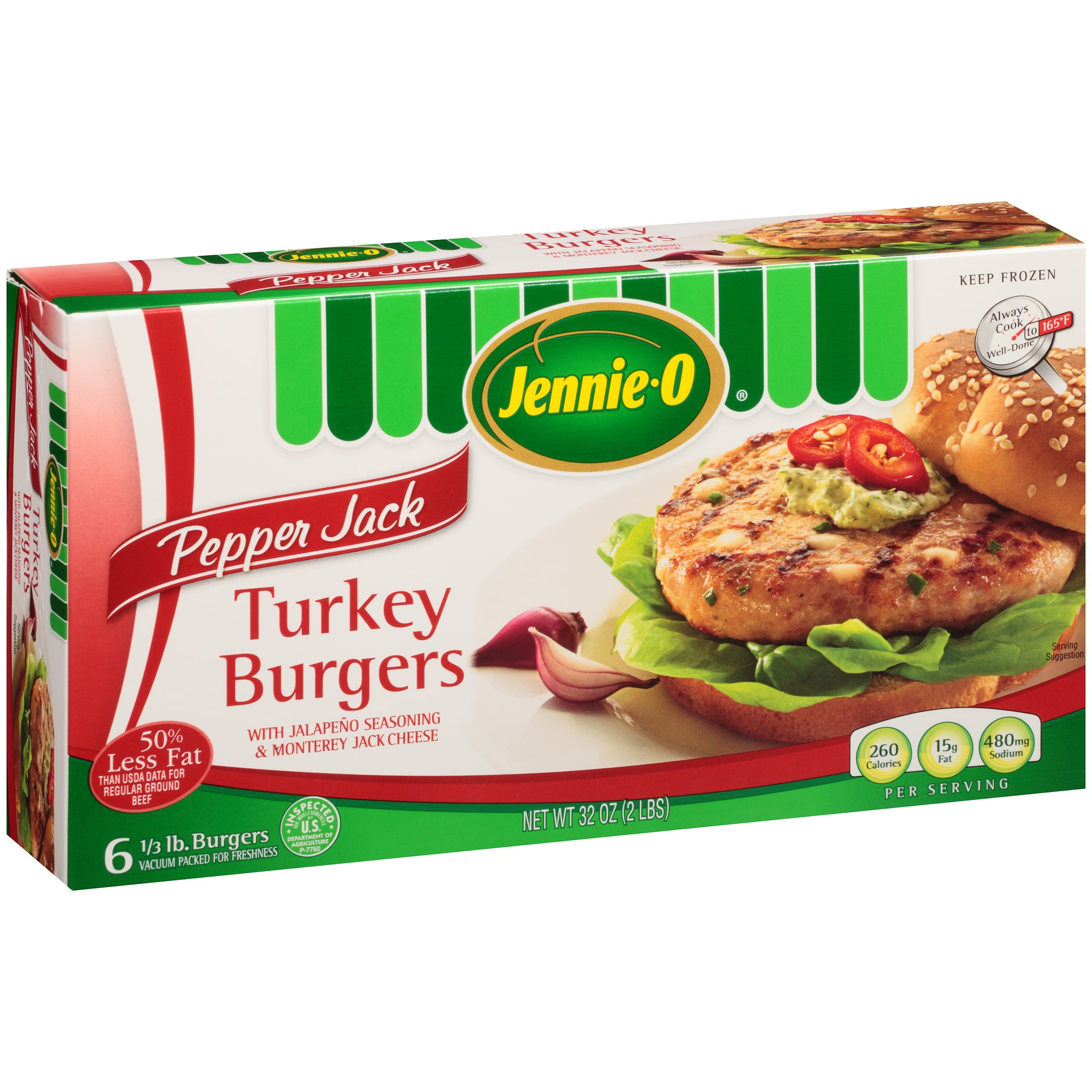 Jennie-O Pepper Jack Turkey Burgers 32 oz. Box by Jennie-O Turkey Store Sales, LLC