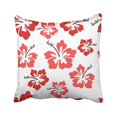 thumbnail image 1 of WOPOP Red Hawaiian Pretty Hibiscus Red Flower Hawaii Tropical Beach Aloha Funky Island Pillowcase Throw Pillow Cover Case 18x18 inches, 1 of 2