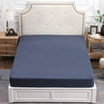 thumbnail image 2 of PURE ERA Jersey Knit Cotton Fitted Bottom Sheet ONLY - Deep Pocket Upto 15" to 20" Ultra Soft Comfy Breathable(Heathered Blue,King Size), 2 of 7