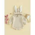 thumbnail image 3 of Musuos Infant Baby Easter Hood Jumpsuit 3 6 12 18M LetterBunny Print Long Sleeve 3D Bunny Ear Romper, 3 of 10