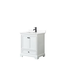 Wyndham Collection  0.75 x 30 x 22 in. Deborah Single Bathroom Vanity with White Cultured Marble Countertop, Undermount Square Sink & Matte Black Trim, White