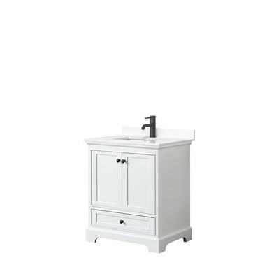 0.75 x 30 x 22 in. Deborah Single Bathroom Vanity with White Cultured Marble Countertop, Undermount Square Sink & Matte Black Trim, White