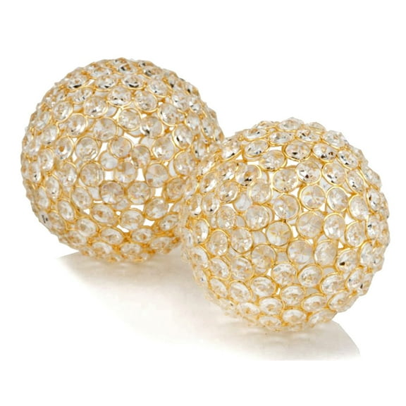 Set of 2  5" Polished Spheres in Brilliant Shiny Luster Finished and Golden Frame