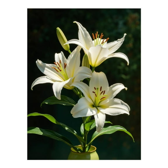 Diamond Art Kit for Adults, White Lily Blossom Vase Diamond Painting for Adults Beginners, 5D DIY Diamond Art Painting Kits, Colorful Diamond Painting Craft for Home Decor 12x16