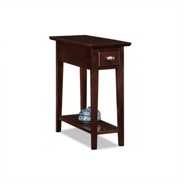 Leick Narrow Chairside Table Chocolate Oak