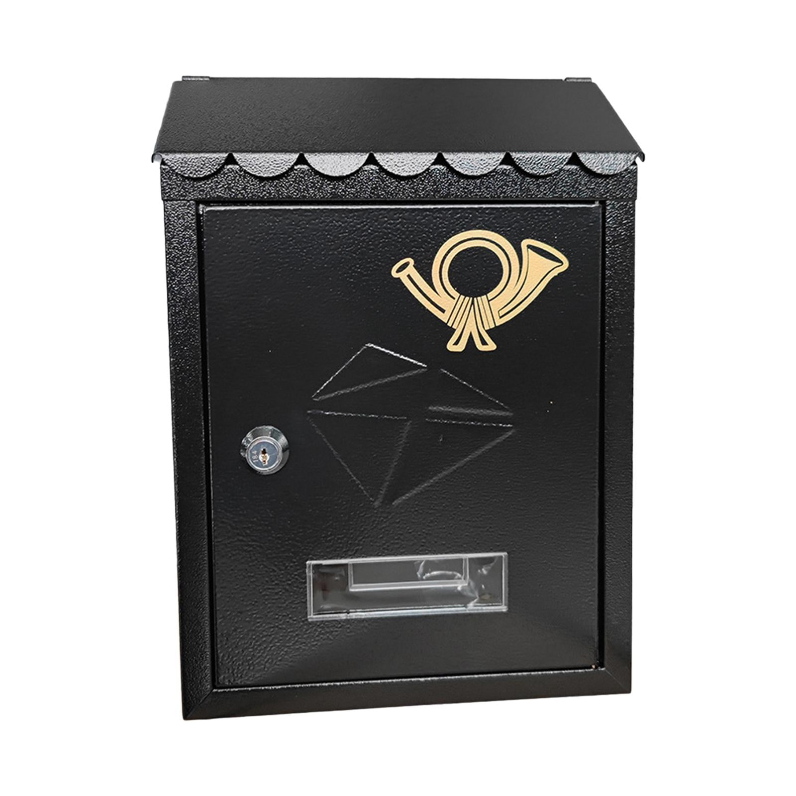 Wall Mount Mailbox Letterbox Front Door 21.5x7x30cm Outside Office Decorative Decor with Key Metal Locking Mailbox Porch Mail Box Drop Box black