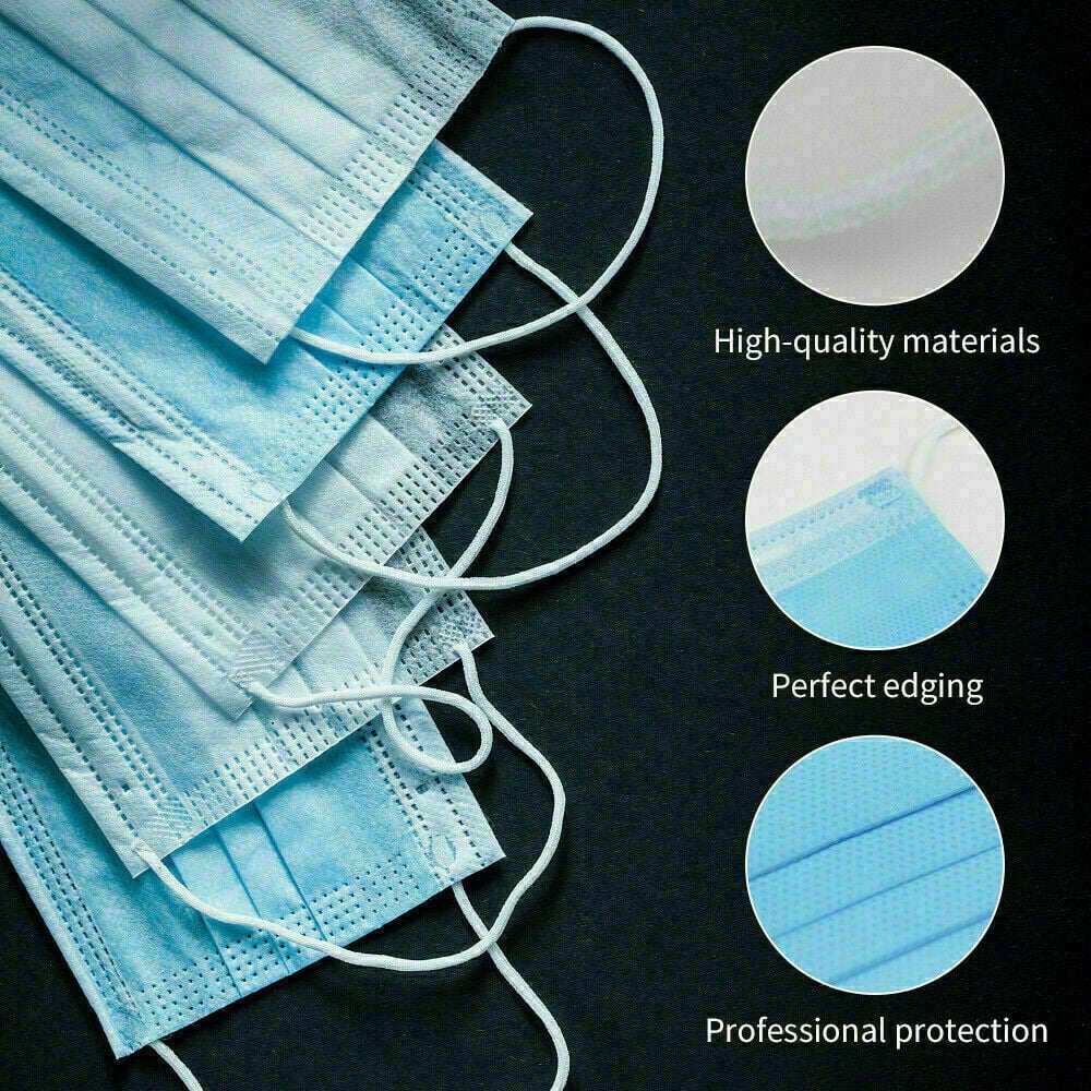 50 PCS Protective Disposable Face Mask Mouth Cover Easy Wear Fit