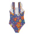 thumbnail image 2 of Girls Ruffle One Piece Swimsuit, Stretchy Fabric for Beach & Pool Activities Realistic Floral Pattern, 2 of 8