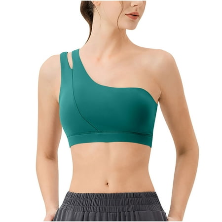 Kaemgyyd Womens One-Shoulder Sports Bra Workout Yoga Cropped Tank Tops Fashion Sleeveless Hollow out Stretch Supportive Clothes