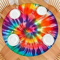 thumbnail image 2 of Colorful Rainbow Tie Dye Spiral Pattern Round Fitted Tablecloth with Elastic Edge,Dining Table Cover Waterproof,Outdoor Round Tablecloth for Camping,Dining,Indoor and Outdoor, 2 of 7