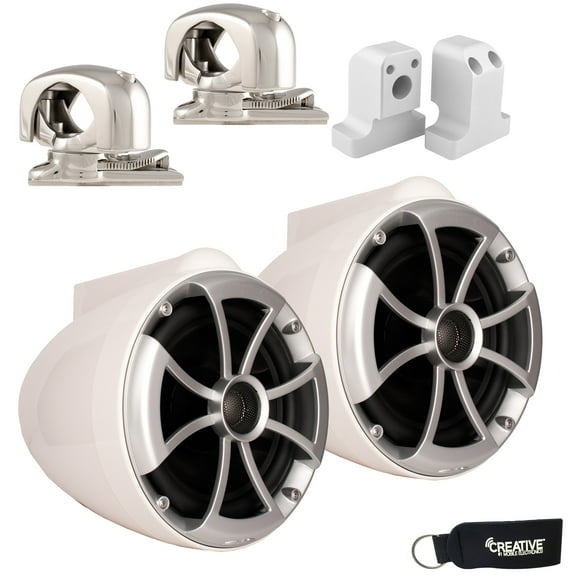 Wet Sounds for Supra FxONE - ICON8-WSC ICON 8" Swivel Clamp Tower Speakers - Pair White w/FxONE Upper Tower Brackets