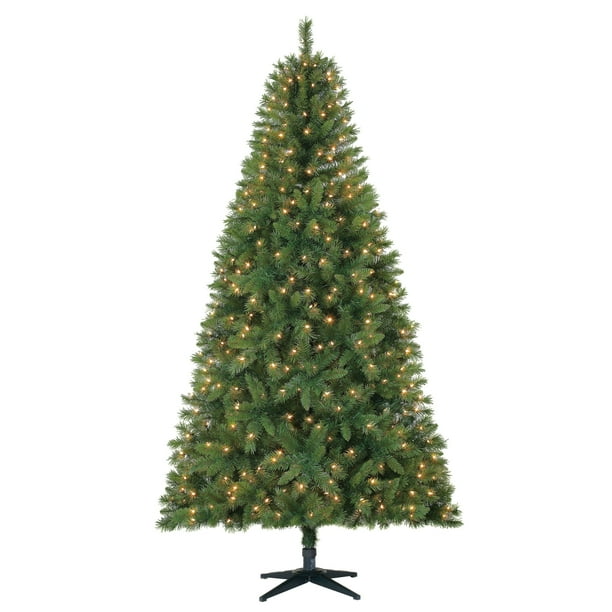 Holiday Time 7 5ft Pre Lit Kennedy Fir Artificial Christmas Tree With 450 Clear Lights Green Walmart Com