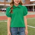 thumbnail image 4 of Tdoqot Girls Polo Shirts- Cute Puff Short Sleeve Summer Casual School Uniform Green Size 5, 4 of 6