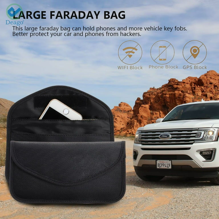 Deago Faraday Bags for Car Keys and Cell Phone, RFID Signal Blocking Key  Pouch Wallet, Anti-Tracking Anti Theft Car Protection, Cell Phone Signal  Jammer 