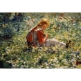 thumbnail image 2 of Pieters, Evert 18x14 Gold Ornate Wood Framed with Double Matting Museum Art Print Titled - A Young Girl In a Flower Garden, 2 of 4