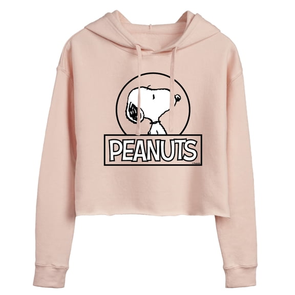 Peanuts - Snoopy Circle - Juniors Cropped Fleece Hoodie Sweatshirt