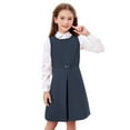 thumbnail image 4 of LIIPEE Girls Dresses Solid Color Sleeveless Round Neck Slim Fit A-Line Sundress Kids Versatile Casual Daily Party Photoshoot Dress,Navy,140, 4 of 4