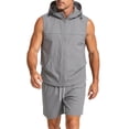 thumbnail image 2 of Stamzod Summer Track Suits Mens Outdoor Athletic Sleeveless Jackets and Shorts 2 Piece Casual Workout Hiking Sweatsuit Short Sets, 2 of 7