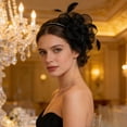 thumbnail image 4 of Black Fascinator Headband for Women Vintage Fascinator Hat for Weddings Tea Party Cocktail Event Feather Mesh Hair Clip, 4 of 6