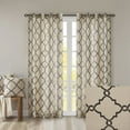 thumbnail image 4 of Fretwork Print Blackout Window Curtain, Grommet Top Window Curtain Panel for Living Room Bedroom, Scroll Geometric Fretwork Print Design Window Curtain Panel in Grommet Top, Khaki+Black, 4 of 9