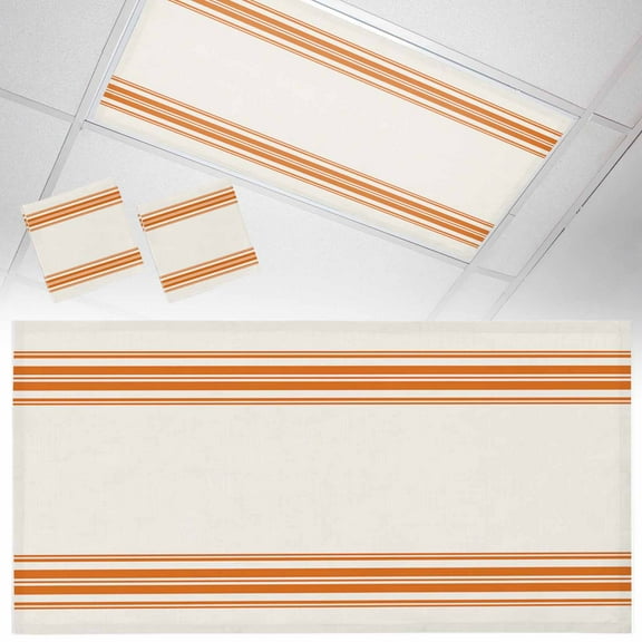 2 Pack Magnetic Fluorescent Light Covers, 2x4 Ft, Farmhouse Orange Stripe Magnetic Light Covers for Ceiling Lights Classroom Office Home Decor