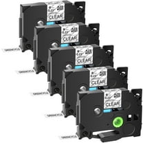 GREENCYCLE 5PK Black on Clear 6mm 8m Laminated Label Tape Compatible for Brother P-touch TZ TZe TZe-111 TZ-111 TZe111 TZ111 use in PT-D210 PT-H100 PT-P700 PT-750W PT-D600 PT-D400 Label Maker