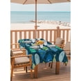 thumbnail image 2 of Outdoor Tablecloth with Umbrella Hole for Patio/Picnic/Party/Camping, Deep Green Fishes Waterproof Table Cloth Rectangle Table Cover Washable, Cartoon Coastal Ocean Fish Striped (54"x 80"), 2 of 8
