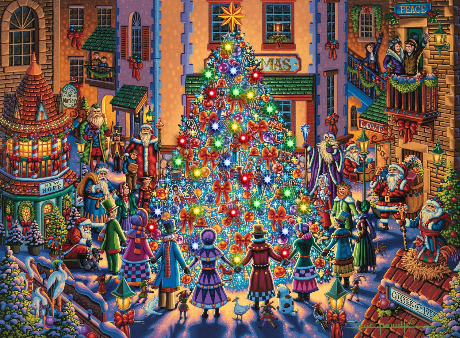 Ceaco Dowdle Spirit of Christmas Holiday Magic Light Up 500-Piece Interlocking Jigsaw Puzzle for Adults Ages 14+