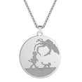 thumbnail image 3 of Coraline Inspired Silhouette Necklace Stainless Steel Engraved Circle Charm Jewelry, 3 of 4
