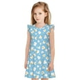 thumbnail image 1 of Fotbe Blue Popcorn Vestido de Dormir para Niñas de 3 a 10 Años, Mangas Cortas, Estilo Princesa, Pijama Camisón con Mangas Voladas-Medium, 1 of 6