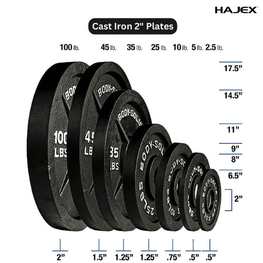 HAJEX Cast Iron Olympic Weight Plate (2-inch), 300Lb Set