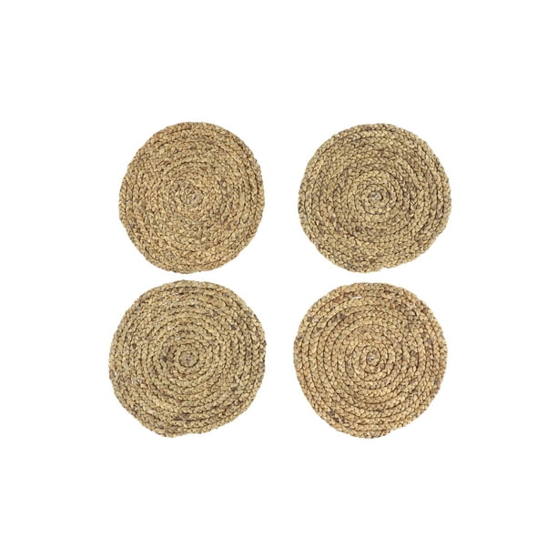 Decmode Round Braided Natural Water Hyacinth Placemats, Set of 4 15