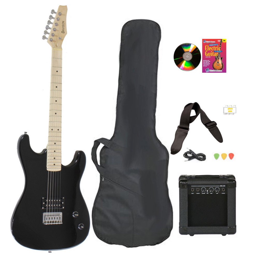 Davison Guitars Electric Guitar Black Full Size With Amp Case Cord