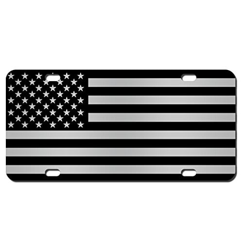 Brushed w Red JASS GRAPHIX Thin Red Line American Flag License Plate Matte Black on 1//8 Brushed Aluminum Composite Heavy Duty Tactical Patriot USA Car Tag