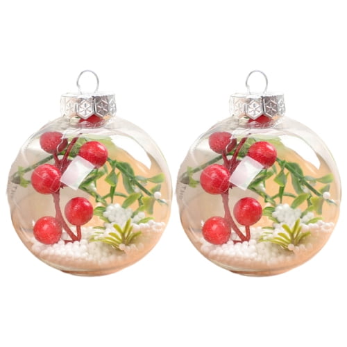 Visland 5PCS Clear Christmas Ball, 3.14 Inches Fillable Christmas  Ornaments, Clear Plastic Ornaments Filled with Pine Snow Berry for Craft 