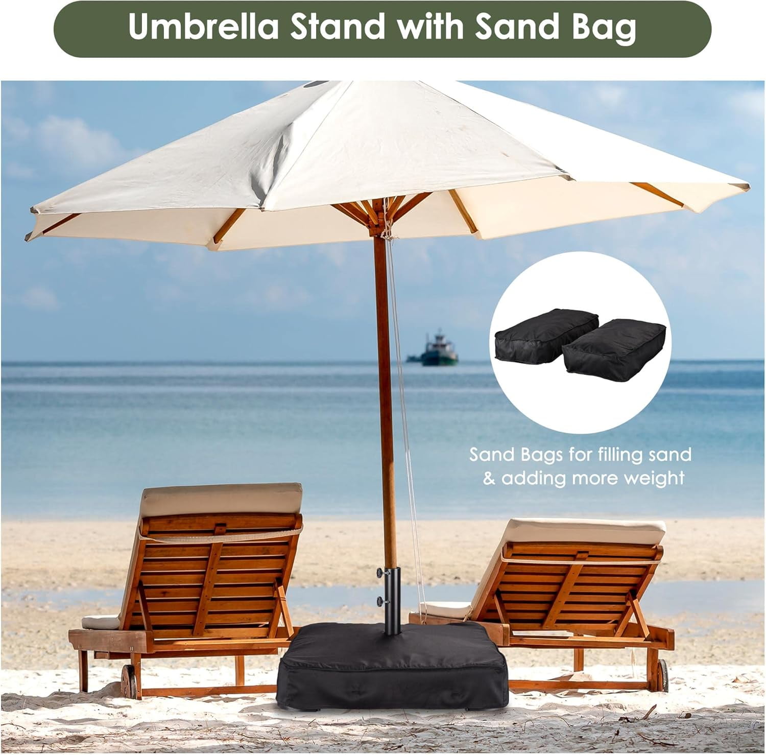 Outdoor Patio Umbrella Base Stand with Sand Bag 165 Lbs, 1ct/pk
