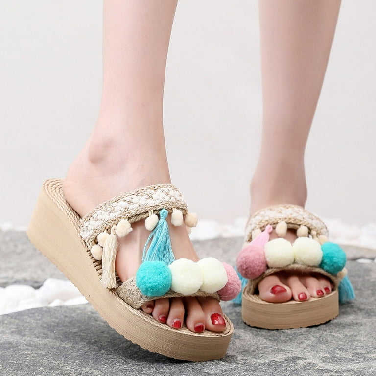 Women's bedroom slippers store with wedge heel