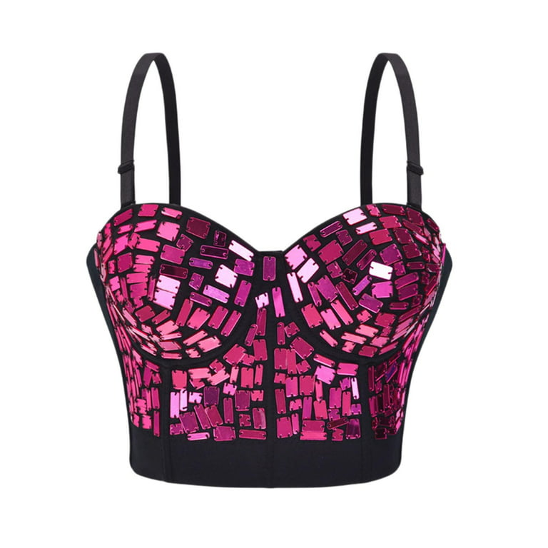 Strappy Sports Bra Sexy Bralettes For Women Criss Cross Bras Rave Top Hot  Pink XL