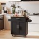 thumbnail image 2 of Fabato Carrito de Cocina Madera Carrito de Almacenamiento con Estante Ajustable Isla de Cocina con Clóset de Almacenamiento y Cajones para Comedor, Negro, 2 of 8