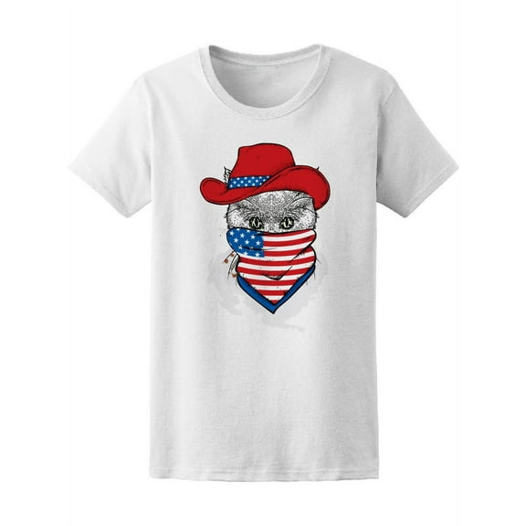 American Cat In Cowboy Hat T-Shirt Women -Image by Shutterstock, Female x-Large