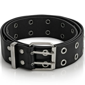 43in Double Grommet Belt ,PU Leather Punk Belt for Women Men,1Pack