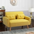 thumbnail image 1 of Sobaniilo 47" Small Modern Loveseat Sofa, Mid Century Linen Fabric 2-Seat Sofa Couch Tufted Love Seat with Back Cushions and Tapered Wood Legs for Living Room, Bedroom and Small Space (Yellow), 1 of 5