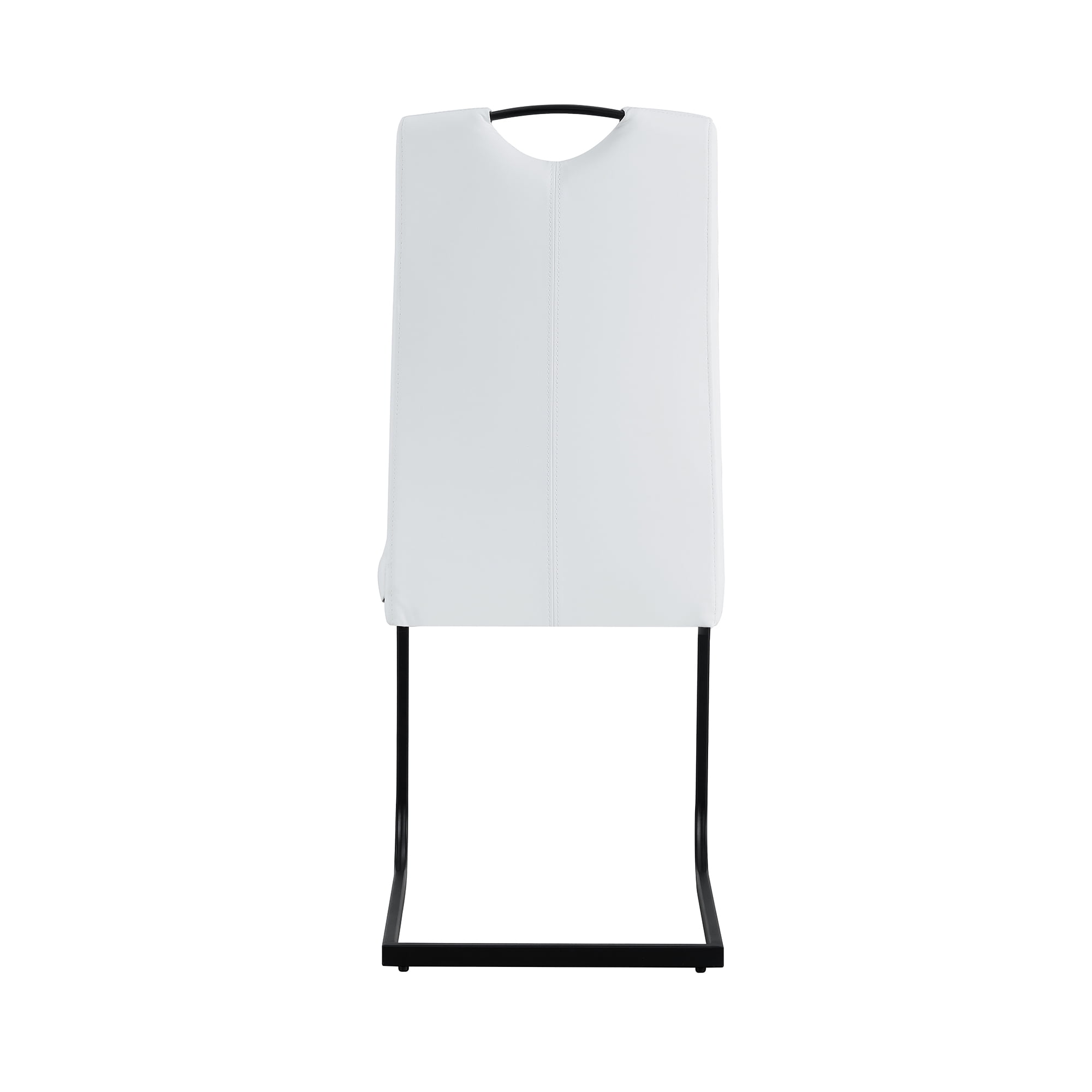 Kepooman White PU Leather Dining Chair, Armless Classic Leisure Chair with Metal Leg, Set of 2 Kepooman White PU Leather Dining Chair, Armless Classic Leisure Chair with Metal Leg, Set of 2