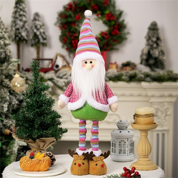 Colorful Santa Claus Ornaments Christmas Window Display Decorations Christmas Retractable Snowman Figurines