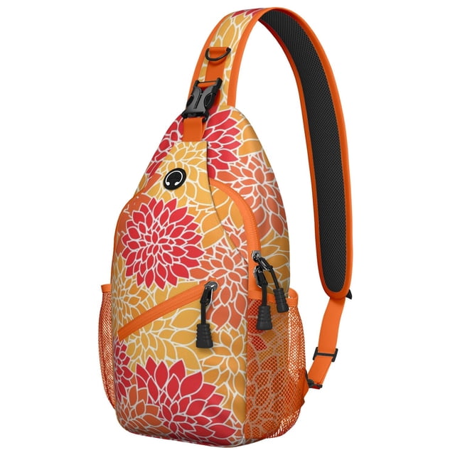 Bohemian Crossbody Sling Bag for Travel, Tribal Style Lightweight Shoulder Backpack with Abstract Retro Patterns