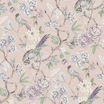 NuWallpaper Waverly Aviary Garden Pink Peel and Stick Wallpaper