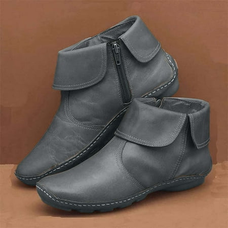 

Toe Flat Zip Boots Vintage Winter Round Fashion Women s Pleated Up Ankle Women s Boots Note Please Buy One Or Two Sizes Larger