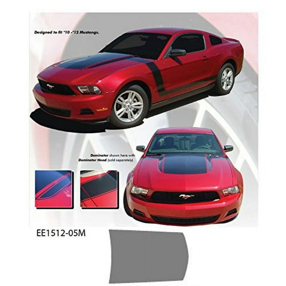 CarBeyondStore, Compatible with - Ford Mustang 2010 to 2012 Silver Dominator Hood Stripe Vinyl Graphics Kit
